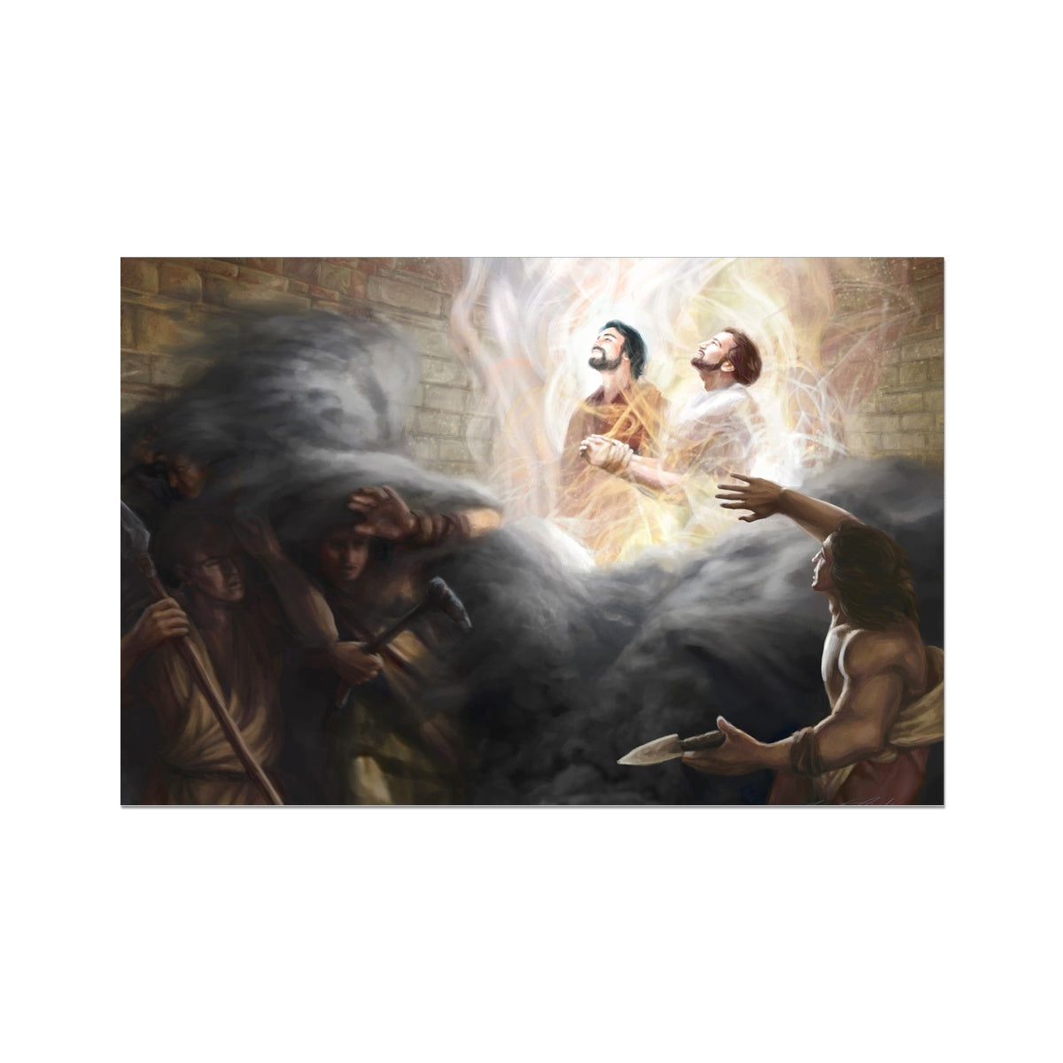 Nephi and Lehi Encircled by a Pillar of Fire Fine Art Print